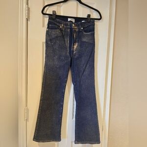 Frame Le Crop Mini Boot Gold Chrome Jeans Size 28